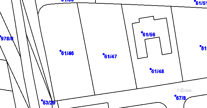 Parcela st. 61/47 v KÚ Písnice, Katastrální mapa