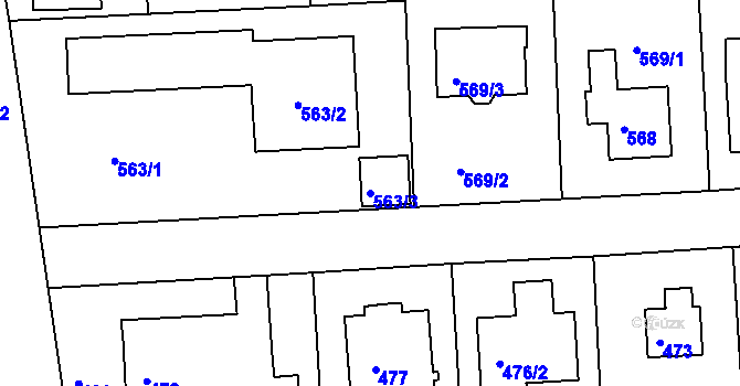 Parcela st. 563/3 v KÚ Písnice, Katastrální mapa