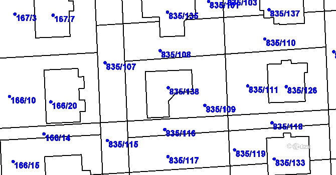 Parcela st. 835/138 v KÚ Písnice, Katastrální mapa