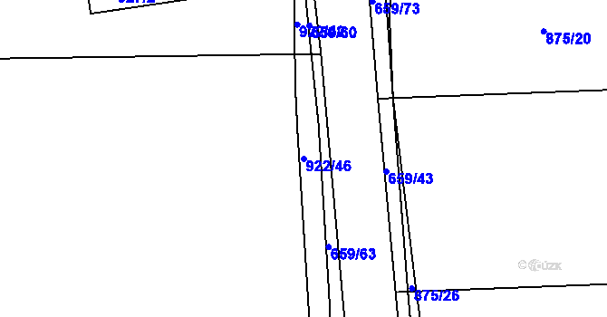 Parcela st. 922/46 v KÚ Písnice, Katastrální mapa