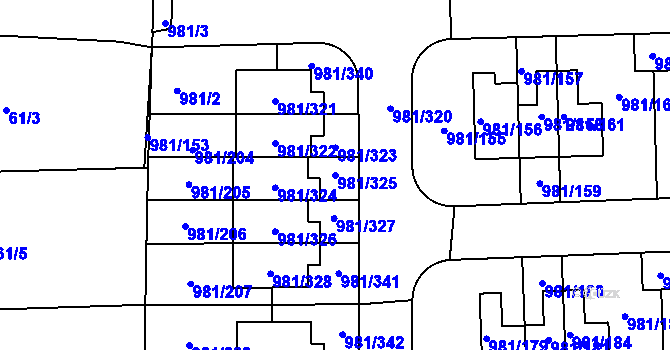 Parcela st. 981/325 v KÚ Písnice, Katastrální mapa