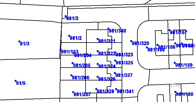 Parcela st. 981/322 v KÚ Písnice, Katastrální mapa