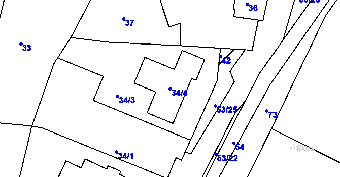 Parcela st. 34/4 v KÚ Písnice, Katastrální mapa