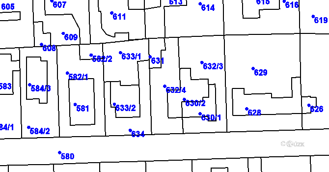 Parcela st. 632/4 v KÚ Písnice, Katastrální mapa