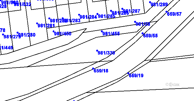 Parcela st. 981/339 v KÚ Písnice, Katastrální mapa