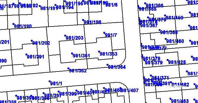 Parcela st. 981/363 v KÚ Písnice, Katastrální mapa