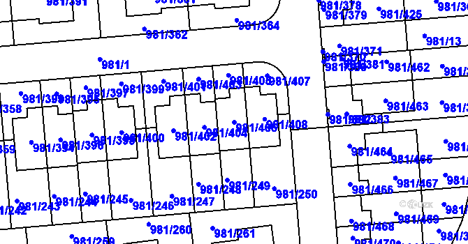 Parcela st. 981/406 v KÚ Písnice, Katastrální mapa