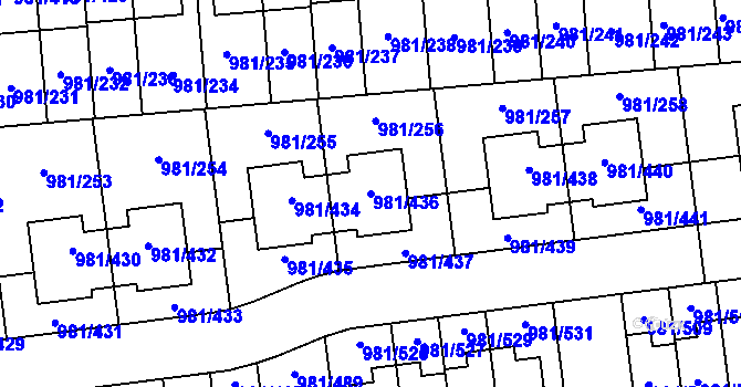 Parcela st. 981/436 v KÚ Písnice, Katastrální mapa