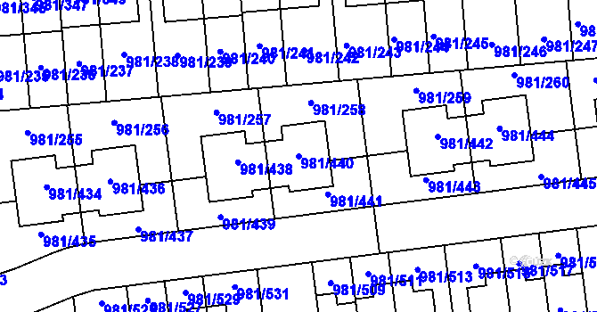Parcela st. 981/440 v KÚ Písnice, Katastrální mapa