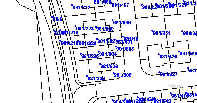Parcela st. 981/504 v KÚ Písnice, Katastrální mapa