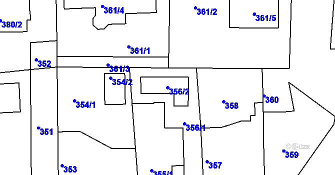 Parcela st. 356/2 v KÚ Písnice, Katastrální mapa
