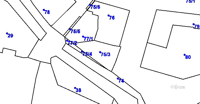 Parcela st. 75/3 v KÚ Písnice, Katastrální mapa
