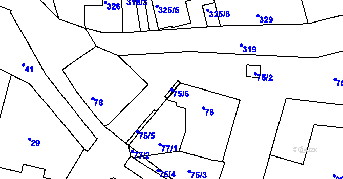 Parcela st. 75/6 v KÚ Písnice, Katastrální mapa