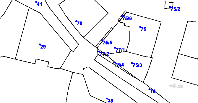 Parcela st. 77/2 v KÚ Písnice, Katastrální mapa