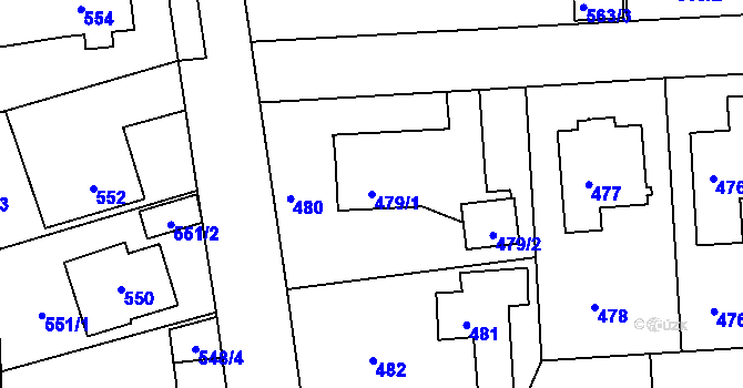 Parcela st. 479/1 v KÚ Písnice, Katastrální mapa