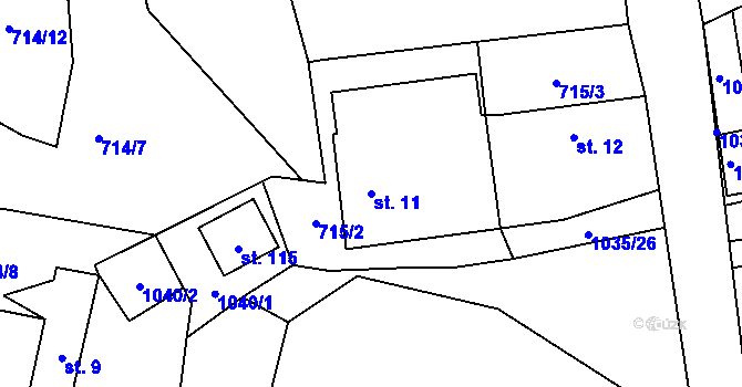 Parcela st. 11 v KÚ Pístina, Katastrální mapa