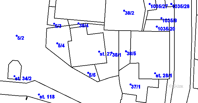 Parcela st. 27 v KÚ Pístina, Katastrální mapa