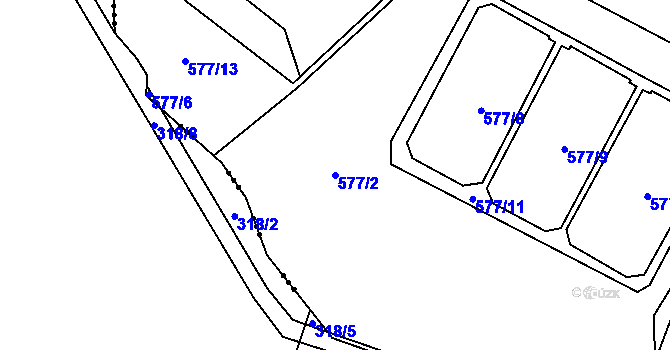 Parcela st. 577/2 v KÚ Pístina, Katastrální mapa