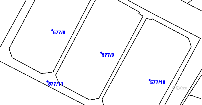 Parcela st. 577/9 v KÚ Pístina, Katastrální mapa