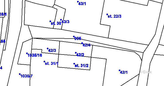 Parcela st. 42/4 v KÚ Pístina, Katastrální mapa