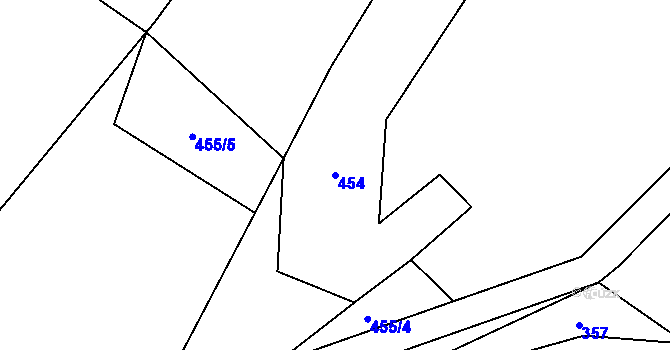 Parcela st. 454 v KÚ Pístina, Katastrální mapa