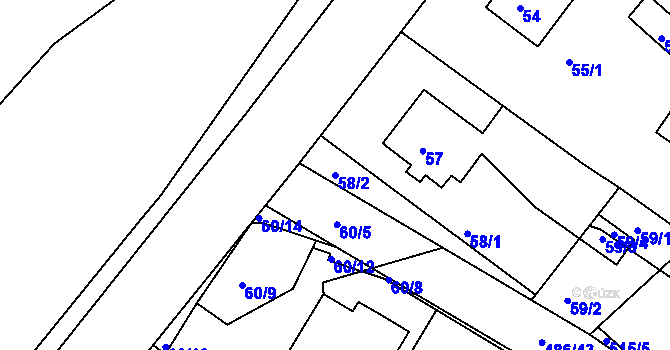 Parcela st. 58/2 v KÚ Pístov u Jihlavy, Katastrální mapa