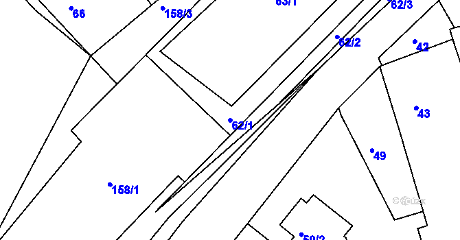 Parcela st. 62/1 v KÚ Pístov u Jihlavy, Katastrální mapa