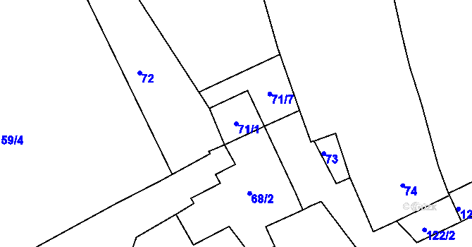 Parcela st. 71/1 v KÚ Pístov u Jihlavy, Katastrální mapa