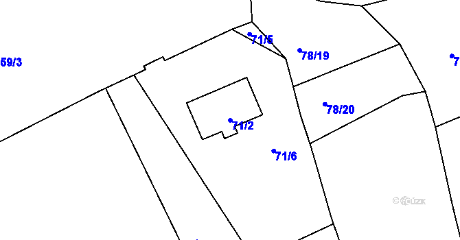 Parcela st. 71/2 v KÚ Pístov u Jihlavy, Katastrální mapa