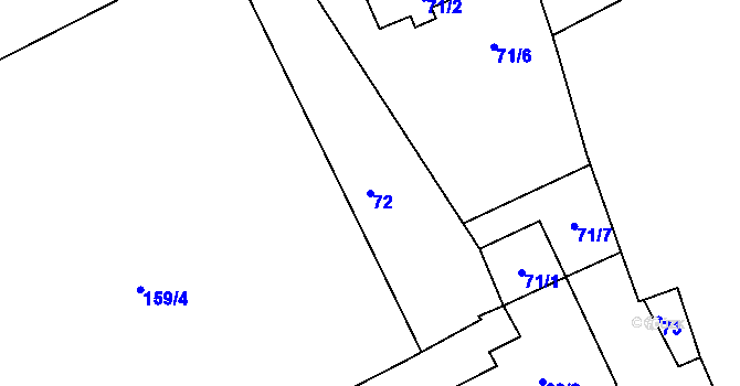Parcela st. 72 v KÚ Pístov u Jihlavy, Katastrální mapa