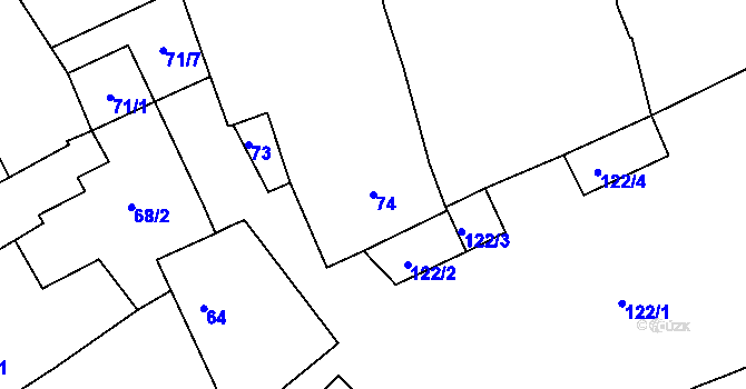 Parcela st. 74 v KÚ Pístov u Jihlavy, Katastrální mapa
