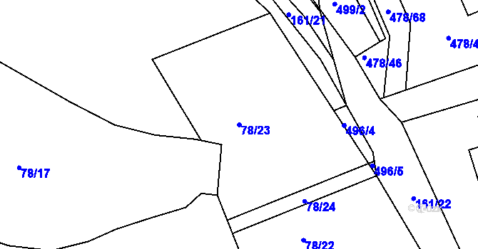 Parcela st. 78/23 v KÚ Pístov u Jihlavy, Katastrální mapa