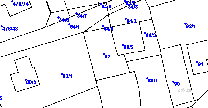 Parcela st. 82 v KÚ Pístov u Jihlavy, Katastrální mapa