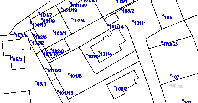 Parcela st. 101/4 v KÚ Pístov u Jihlavy, Katastrální mapa