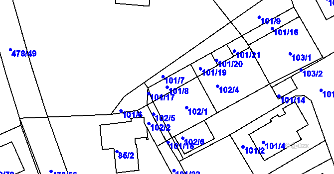 Parcela st. 101/8 v KÚ Pístov u Jihlavy, Katastrální mapa