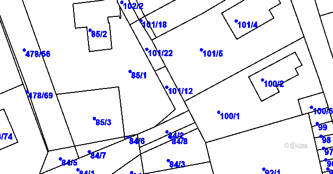 Parcela st. 101/12 v KÚ Pístov u Jihlavy, Katastrální mapa