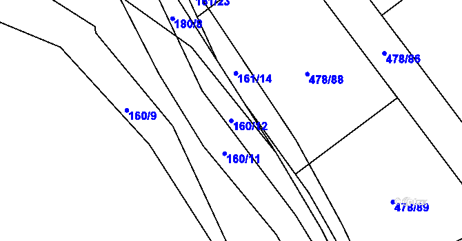 Parcela st. 160/12 v KÚ Pístov u Jihlavy, Katastrální mapa