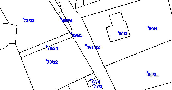 Parcela st. 161/22 v KÚ Pístov u Jihlavy, Katastrální mapa