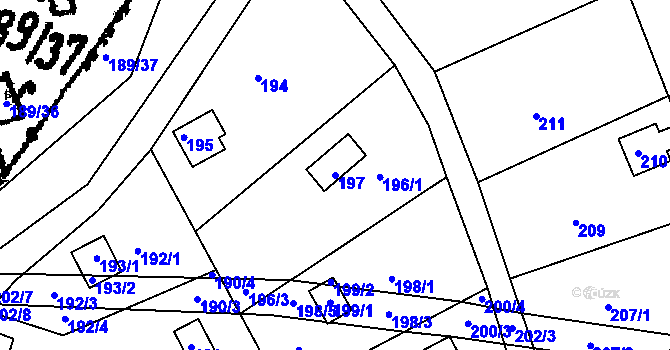 Parcela st. 197 v KÚ Pístov u Jihlavy, Katastrální mapa