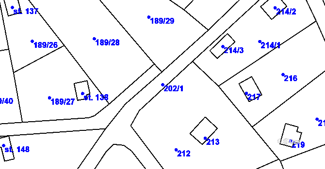 Parcela st. 202/1 v KÚ Pístov u Jihlavy, Katastrální mapa