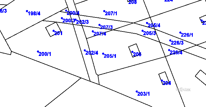 Parcela st. 205/1 v KÚ Pístov u Jihlavy, Katastrální mapa