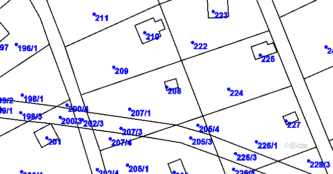 Parcela st. 208 v KÚ Pístov u Jihlavy, Katastrální mapa