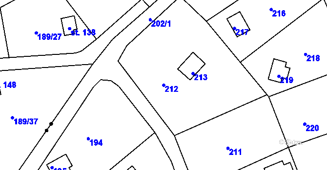 Parcela st. 212 v KÚ Pístov u Jihlavy, Katastrální mapa