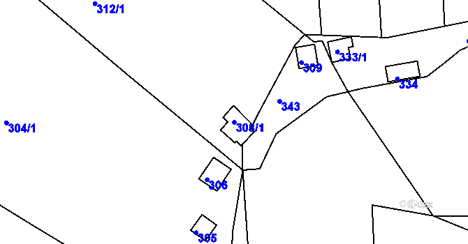 Parcela st. 308/1 v KÚ Pístov u Jihlavy, Katastrální mapa