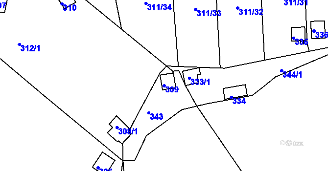 Parcela st. 309 v KÚ Pístov u Jihlavy, Katastrální mapa