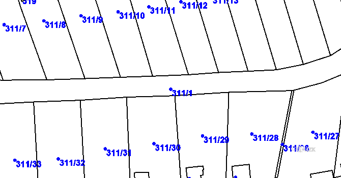 Parcela st. 311/1 v KÚ Pístov u Jihlavy, Katastrální mapa