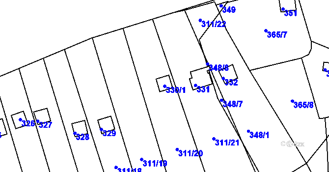 Parcela st. 330/1 v KÚ Pístov u Jihlavy, Katastrální mapa