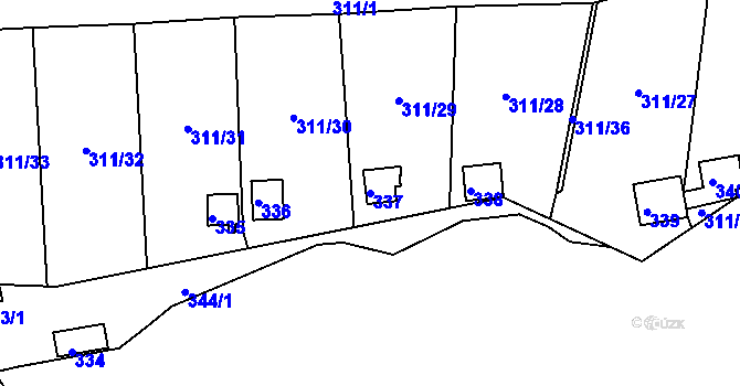 Parcela st. 337 v KÚ Pístov u Jihlavy, Katastrální mapa