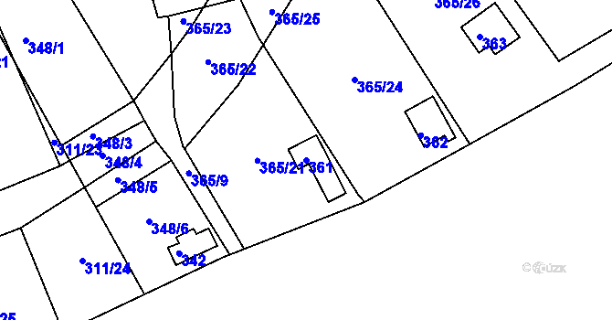 Parcela st. 361 v KÚ Pístov u Jihlavy, Katastrální mapa