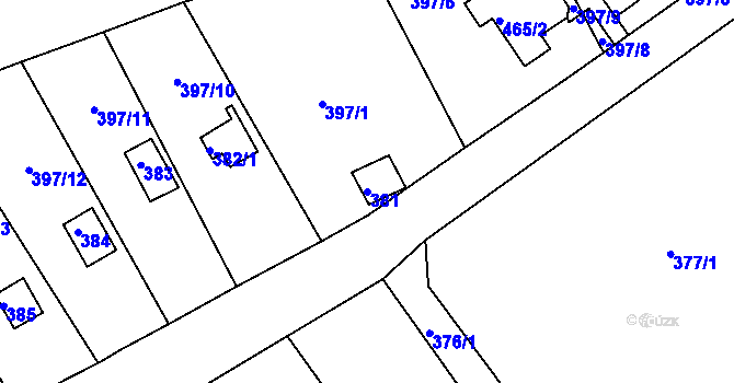 Parcela st. 381 v KÚ Pístov u Jihlavy, Katastrální mapa